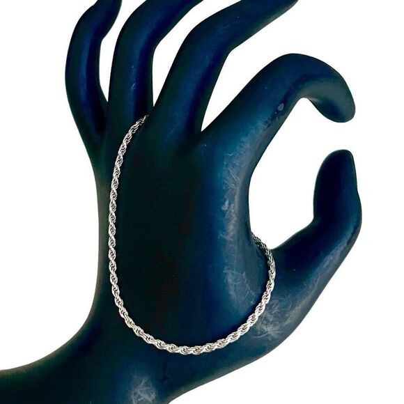 AZM Vintage Italian Sterling 925 Silver Twisted Rope Bracelet - Picture 3 of 11